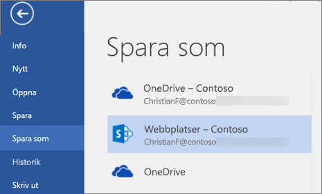 Spara ett dokument till SharePoint