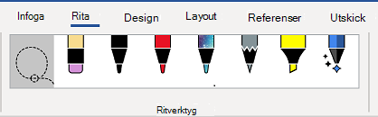 Fliken Ritverktyg i menyfliksområdet i Word.