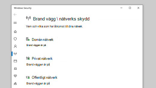 Brandvägg och nätverksskydd i Windows-säkerhet