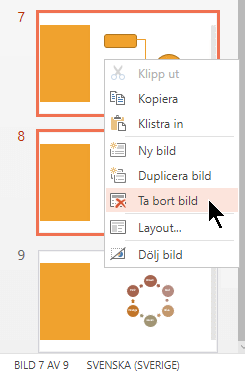 Högerklicka på en bild och välj sedan Ta bort bild