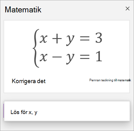 En systemekvation skriven med hakparenteser