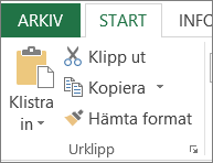 Knapparna Kopiera och Klistra in på fliken Start