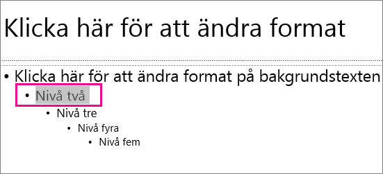 Bildbakgrundslayout med markerad text på andra nivån