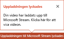 PowerPoint meddelar dig när överföringen är slutförd.