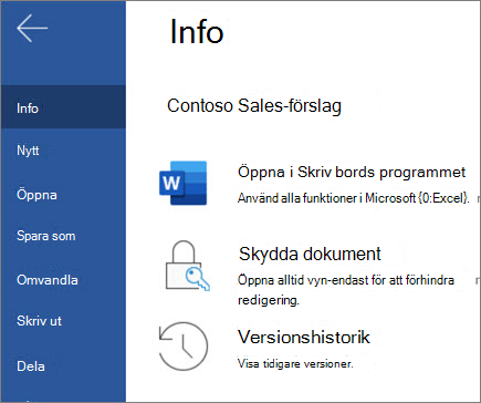 Versionshistorik i Word för webben
