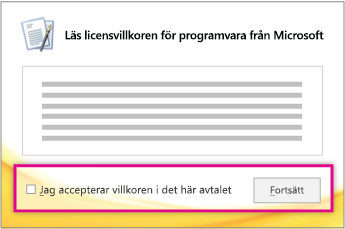 Läs och godkänn licensvillkoren