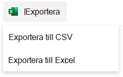 Exportalternativen för en SharePoint-lista.