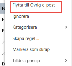 Flytta till Övrig e-post