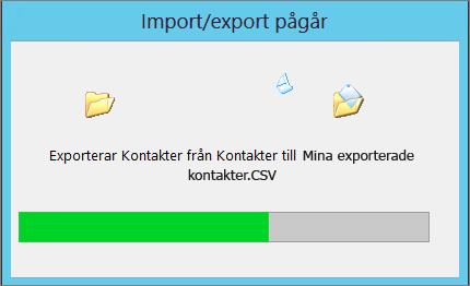 Bild på rutan som visar exportförloppet.