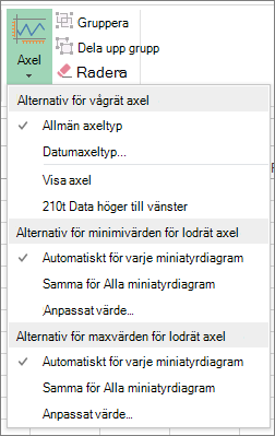 Knappen Axlar på fliken Design under Verktyg för miniatyrdiagram