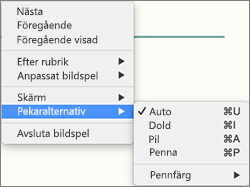 Ctrl-klicka om du vill visa en lista med kommandon medan du spelar in