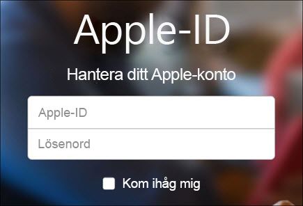 Logga in med ditt användarnamn och lösenord för iCloud