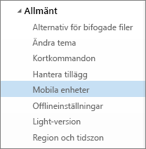 Allmänt > Mobila enheter