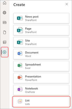 Skärmbild av Listapp i SharePoint.