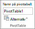 Pivottabellalternativ i menyfliksområdet