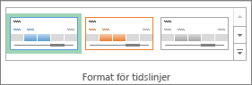 Tidslinjeformat på fliken Alternativ i Verktyg för tidslinjer