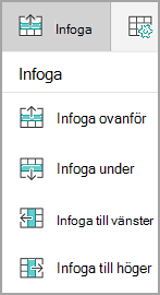 Infoga rader eller kolumner