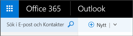 Så här ser menyfliksområdet i Outlook på webben ut.