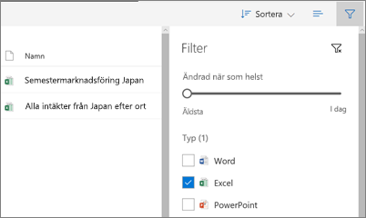 Skärmbild av vyn Delas med mig i OneDrive för företag