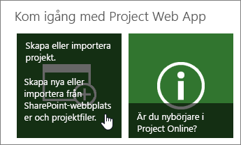 Skapa eller importera projekt