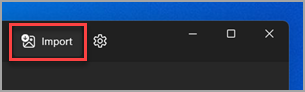 Platsen för knappen Importera i appen Windows 11 Foton.