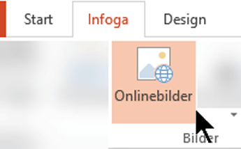I verktygsfältets menyfliksområde väljer du Infoga och sedan Onlinebilder