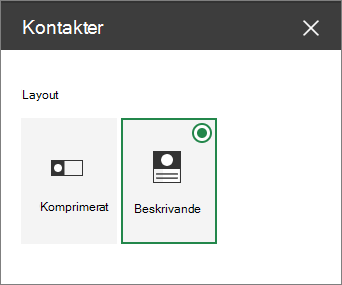 Layoutalternativ för webbdelen Kontakter