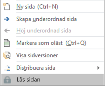 Välj Lås sida.