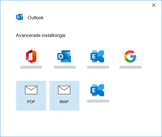 Välja din kontotyp när du konfigurerar ett e-postkonto manuellt i Outlook