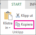 Kommandot Kopiera i gruppen Urklipp