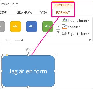 När en figur är markerad visas Ritverktyg