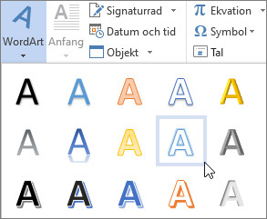 Välja ett WordArt-alternativ