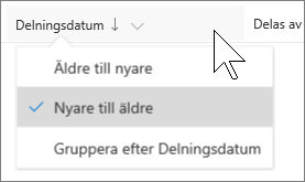 Skärmbild av kolumnen Delas med mig i OneDrive för företag