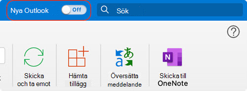 Ny växlingsknapp för Outlook för Mac