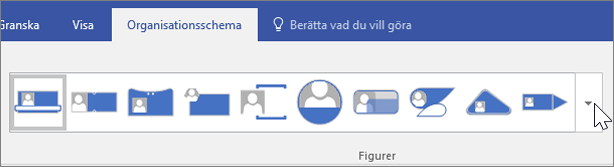 Skärmbild av verktygsfältet Organisationsschema