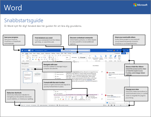 Snabbstartsguide för Word 2016 (Windows)