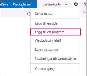 Lägg till ett program (lista, bibliotek)