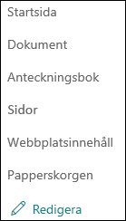 Vänster meny i SharePoint