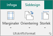 Gruppen Utskriftsformat på fliken Sidlayout.