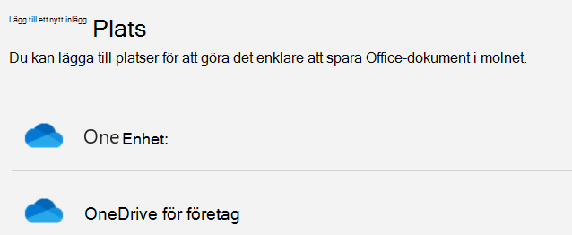 Skärmbild av knappen Lägg till en plats och listan Lägg till en plats på sidan Spara som i Word.