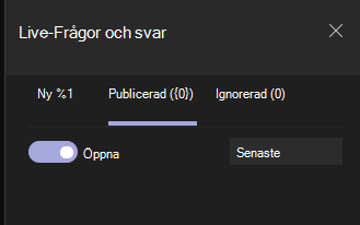 Växlingsknappen säger Öppna