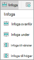 Menyn för att infoga Android