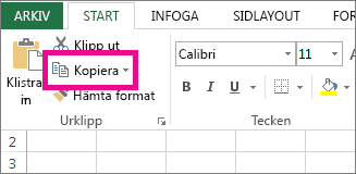 Klicka på Kopiera på fliken Start