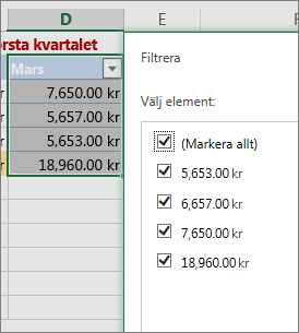 Filteralternativet Anpassat tal