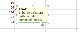 Klicka på kanten av kommentarsrutan om du vill flytta den eller ändra storleken