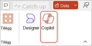 Skärmbild av knappen Copilot i PowerPoint i menyfliksområdet