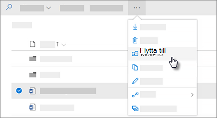 Skärmbild av kommandot Flytta till i OneDrive för företag