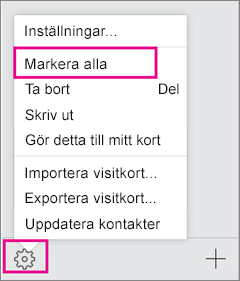 Öppna menyn Åtgärder och välj sedan Markera allt.