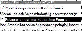 Markera den text du vill slå upp.