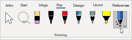 Välja verktyget Pennanteckningsredigering